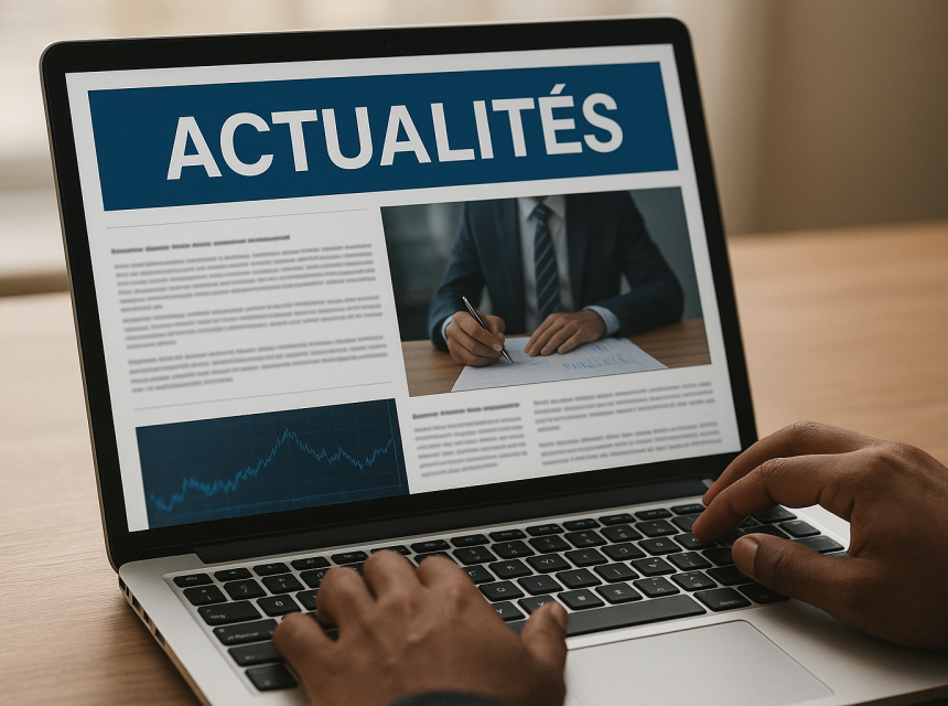 Mains d'une personne de race noire devant un écran qui affiche une actualité